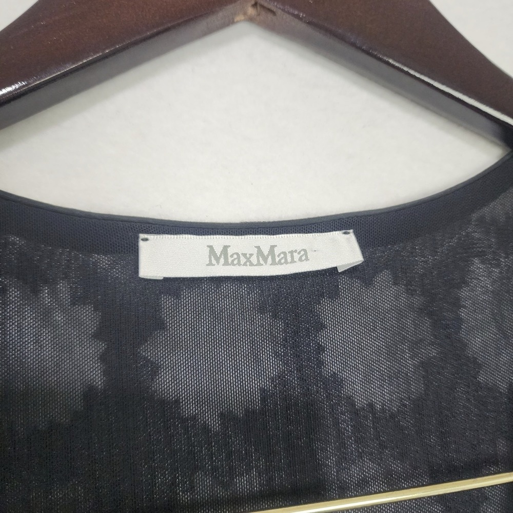 Max Mara Maxi Dress Womens 40 Black White Floral Rayon Wrap Neck Sleeveless - Picture 2 of 9